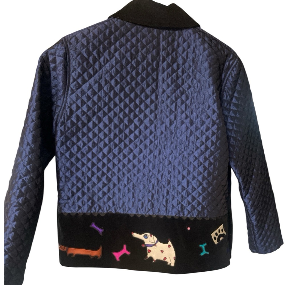 Christine Seineuret Quilted Full Zip Jacket With Dogs Women's Small Petite - Picture 2 of 9